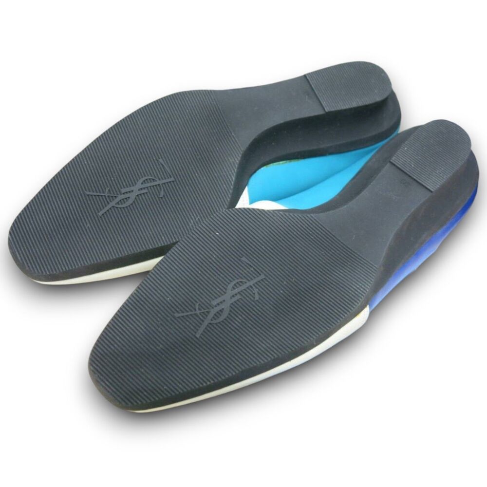 Yves Saint Laurent NEW 1980s Blue & White Leather Loafers, EU 36/US 5.5 *RARE* - Picture 5 of 7